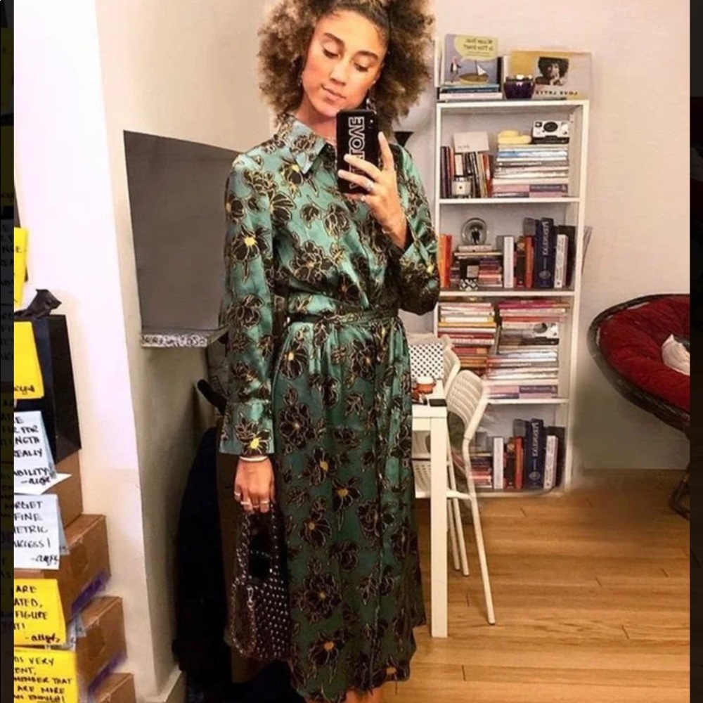 Who What Wear Green Silk Dress